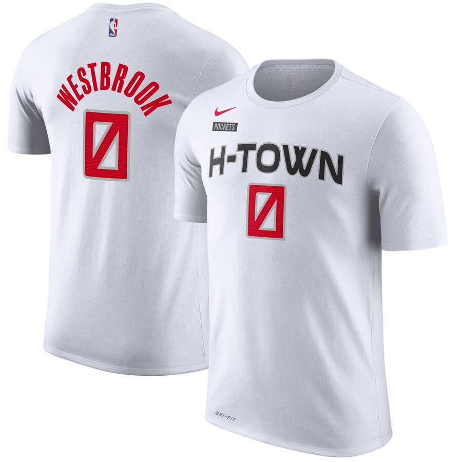 Men 2020 NBA Nike Russell Westbrook Houston Rockets White 201920 City Edition Name Number TShirt